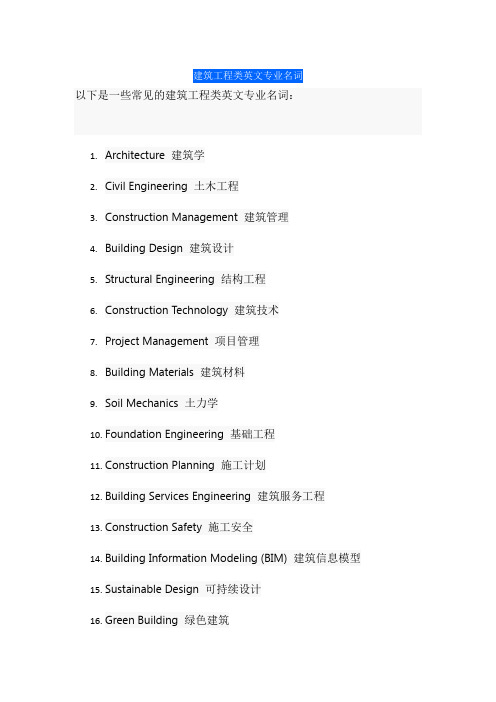 建筑工程类英文专业名词