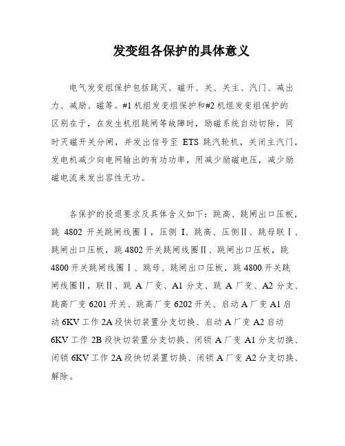 发变组各保护的具体意义