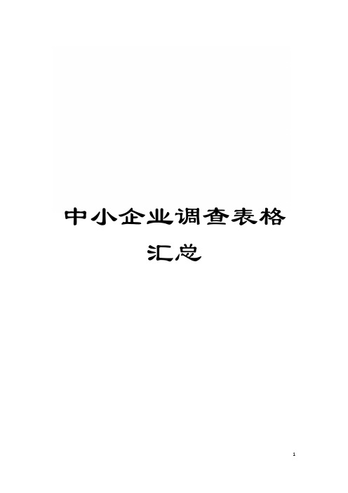 中小企业调查表格汇总模板