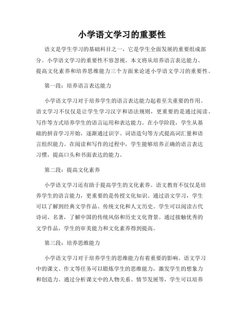 小学语文学习的重要性