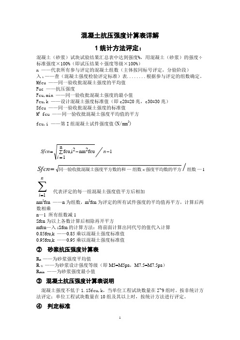 混凝土抗压强度计算表详解