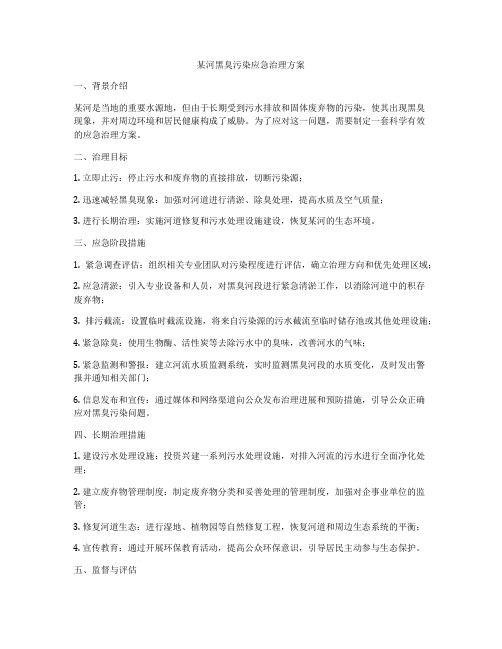 某河黑臭污染应急治理方案