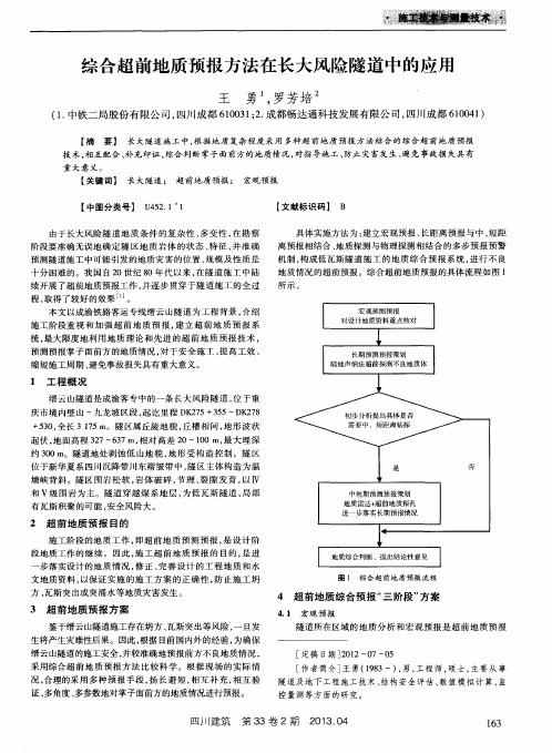 综合超前地质预报方法在长大风险隧道中的应用