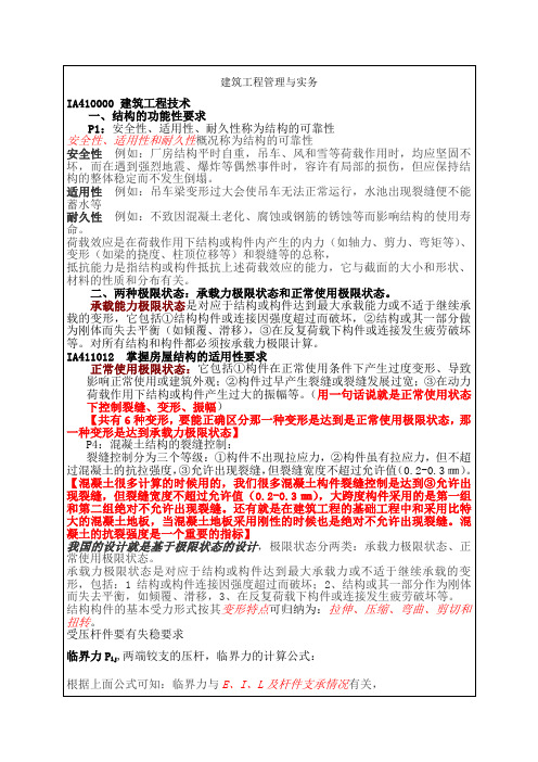 一级建造师建筑工程管理与实务基本重点与记忆要点