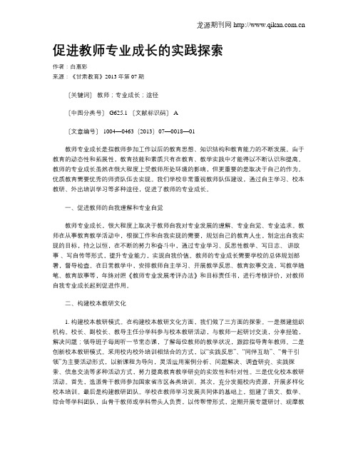 促进教师专业成长的实践探索