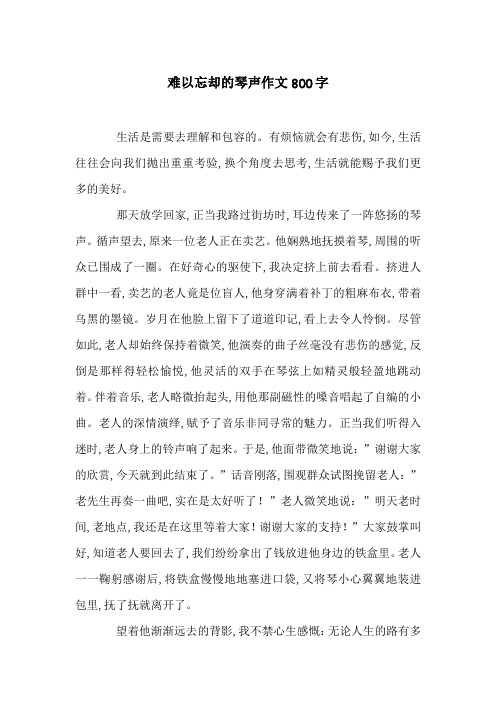 难以忘却的琴声作文800字