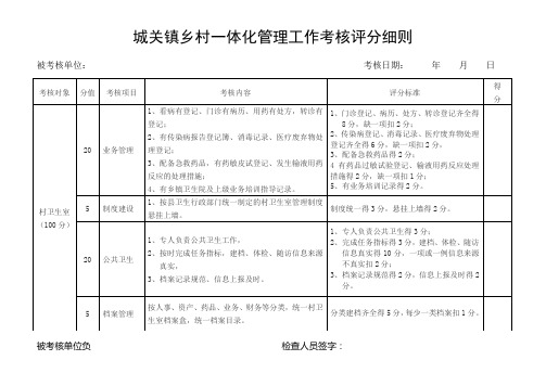 城关镇村卫生室一体化考核评分细则(二页)