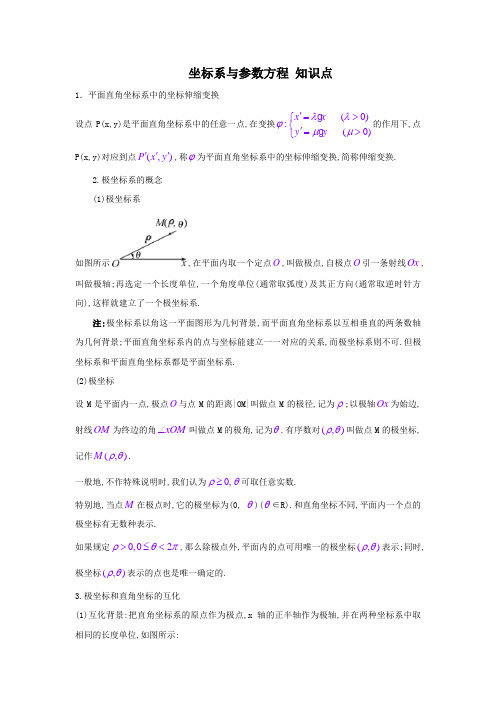 选修4-4坐标系与参数方程知识点总结及同步练习(附答案)---副本