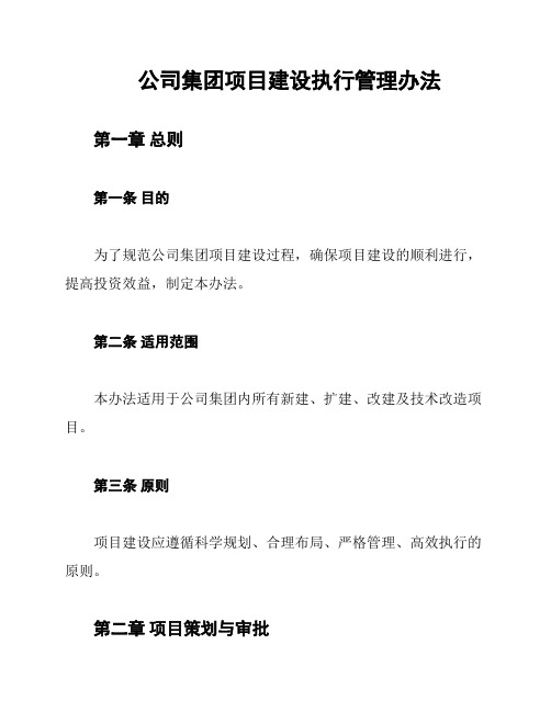 公司集团项目建设执行管理办法