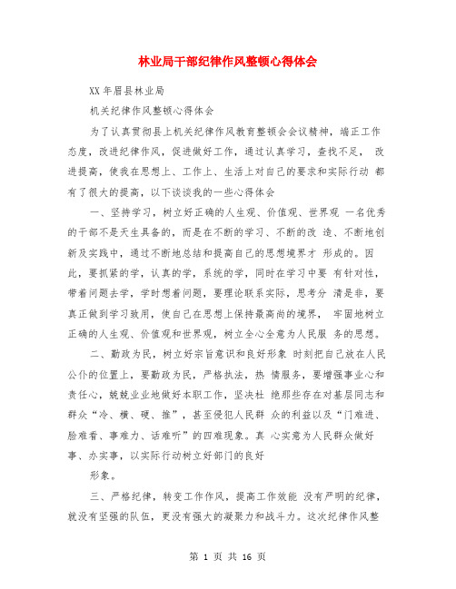 林业局干部纪律作风整顿心得体会