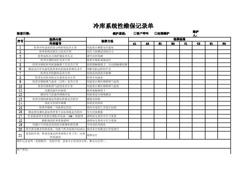 冷库系统性维保记录单