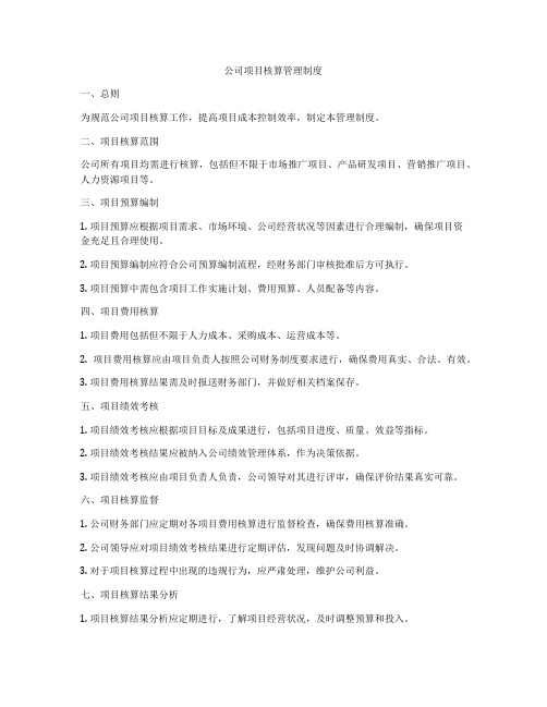 公司项目核算管理制度