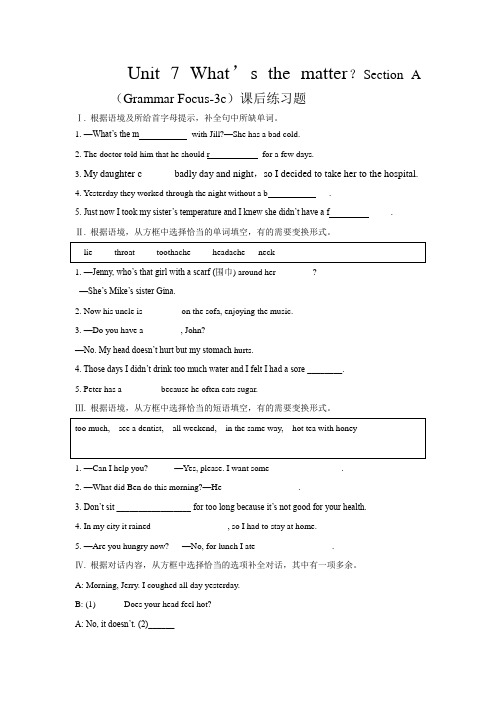 鲁教版七年级下册英语Unit7(Grammar Focus-3c)练习及答案