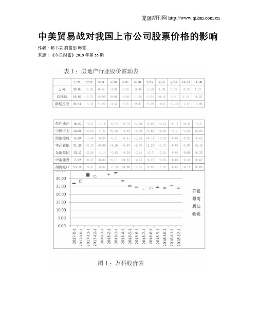 中美贸易战对我国上市公司股票价格的影响