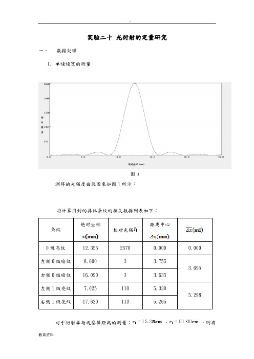 光衍射的定量研究报告__北大物理学院普物实验报告