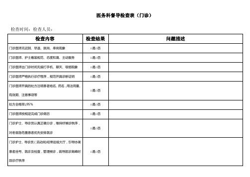 门诊部医务科督导检查表