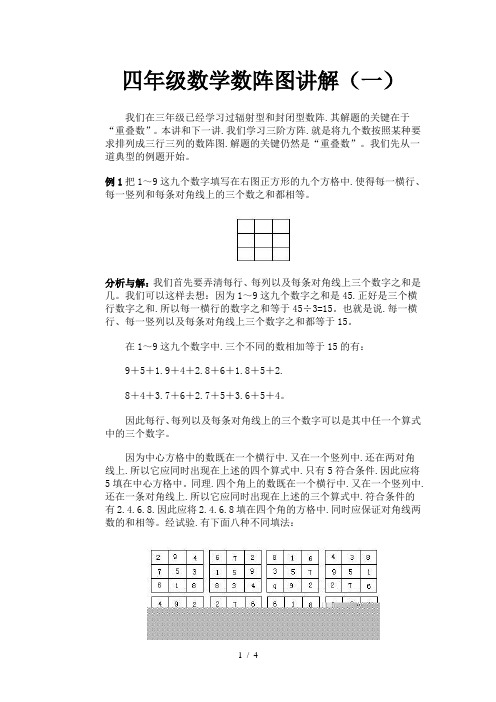 四年级数学数阵图讲解(一)