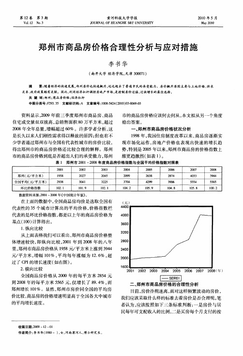 郑州市商品房价格合理性分析与应对措施