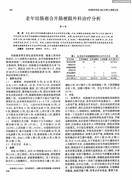 老年结肠癌合并肠梗阻外科治疗分析