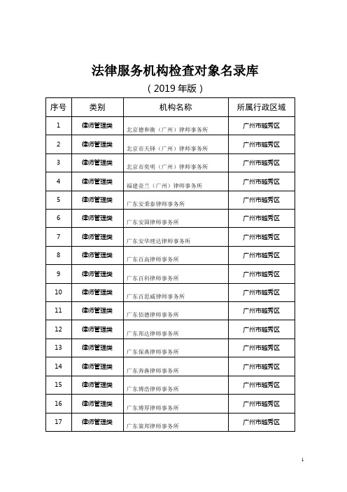 法律服务机构检查对象名录库