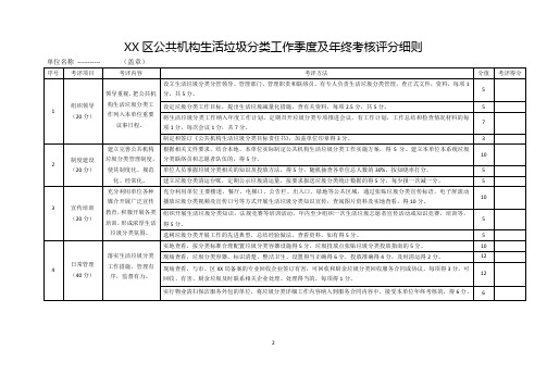 公共机构生活垃圾分类工作季度及年终考核评分细则