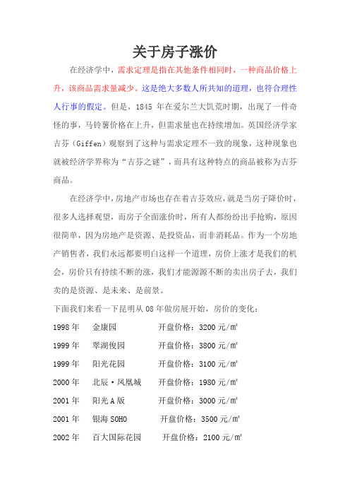 关于房子涨价