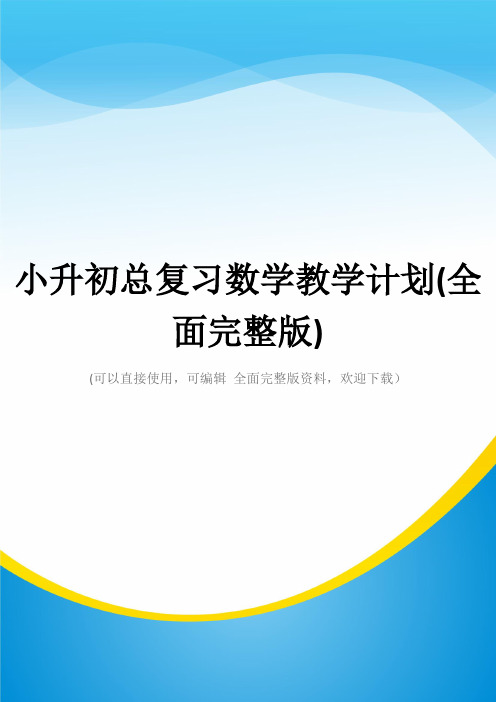 小升初总复习数学教学计划(全面完整版)