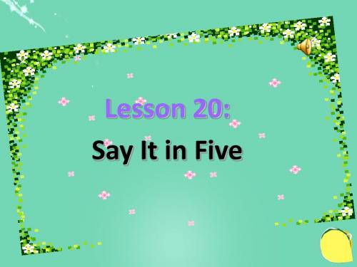 冀教版英语九上Unit 4《Lesson 20 Say It in Five》ppt课件1