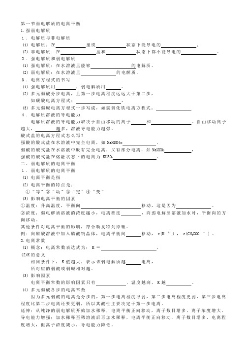 电离平衡知识点