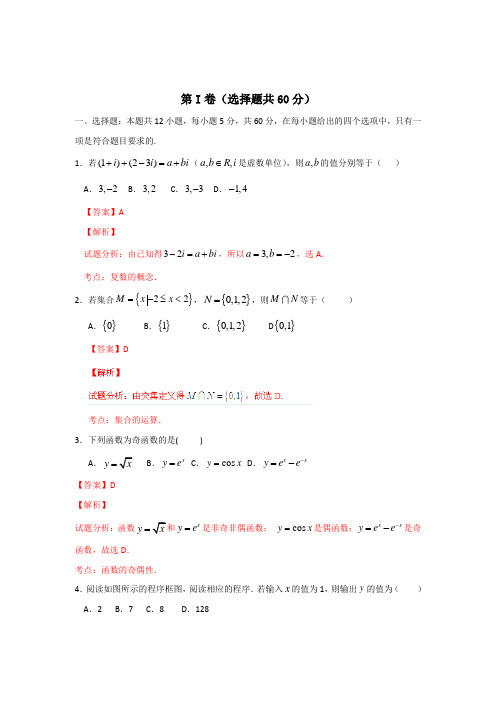 2021年高考真题——数学文(福建卷)word解析版