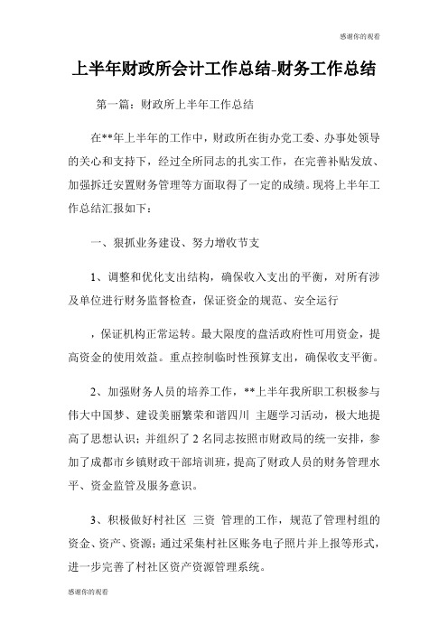 上半年财政所会计工作总结财务工作总结.doc