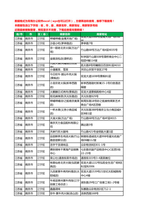 2020新版江苏省南京市江宁区调料工商企业公司商家名录名单联系电话号码地址大全91家