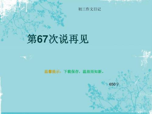 初三作文日记《第67次说再见》650字(总9页PPT)