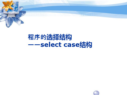 Vb 程序的选择结构select case结构