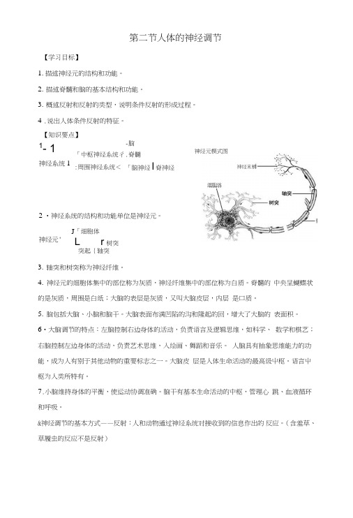 人教版生物七年级下册《人体的神经调节》参考学案.doc