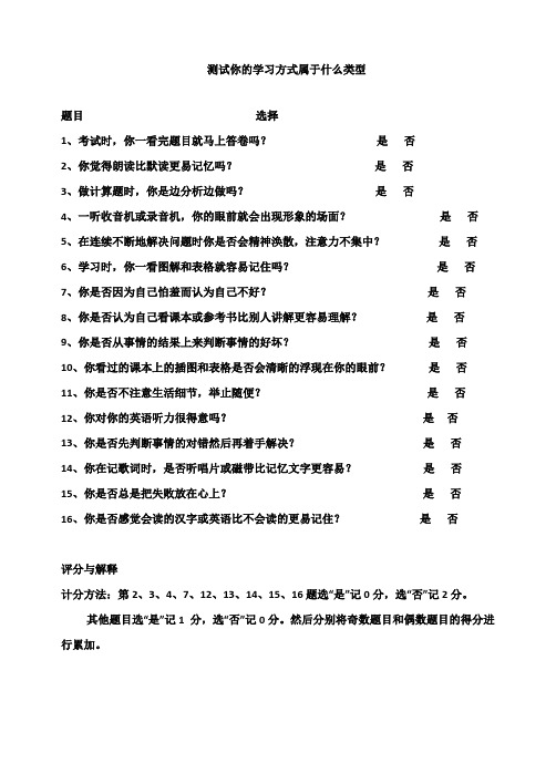 测试你的学习方式属于什么类型