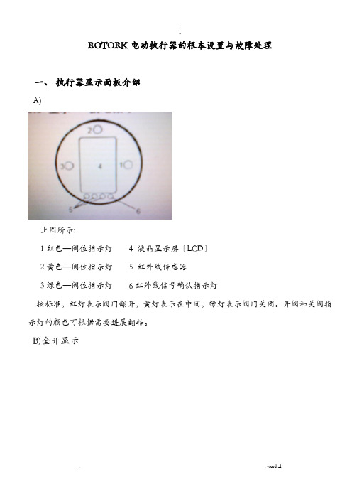 ROTORK电动执行器的基本设置及故障处理