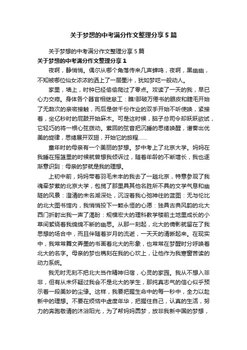 关于梦想的中考满分作文整理分享5篇