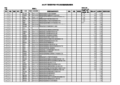 明阳学校中小学体质健康检测成绩表