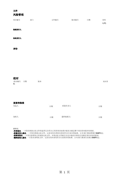 风险评估模板中文-10页精选文档