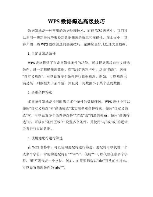 WPS数据筛选高级技巧