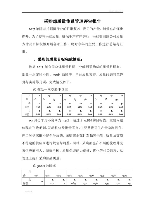 采购部质量体系运行报告模板