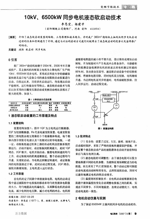 10kV、6500kW同步电机液态软启动技术