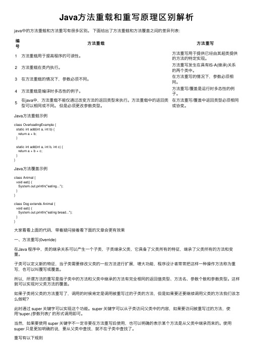 Java方法重载和重写原理区别解析