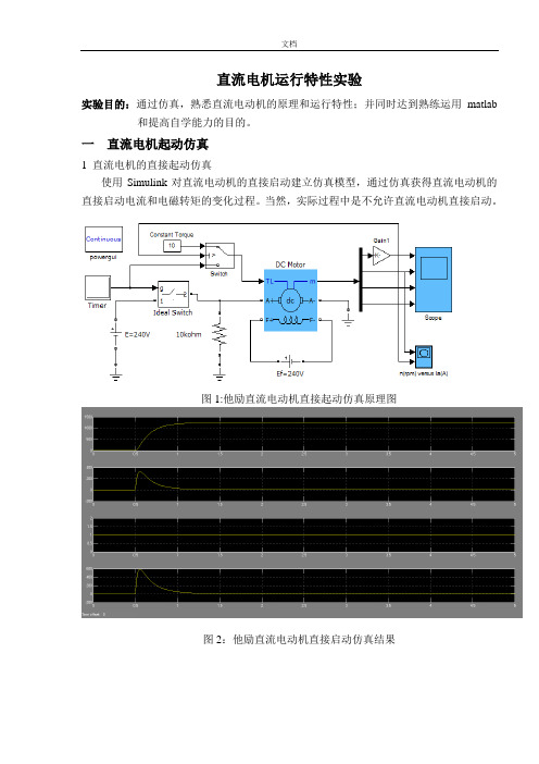 直流电机特性仿真