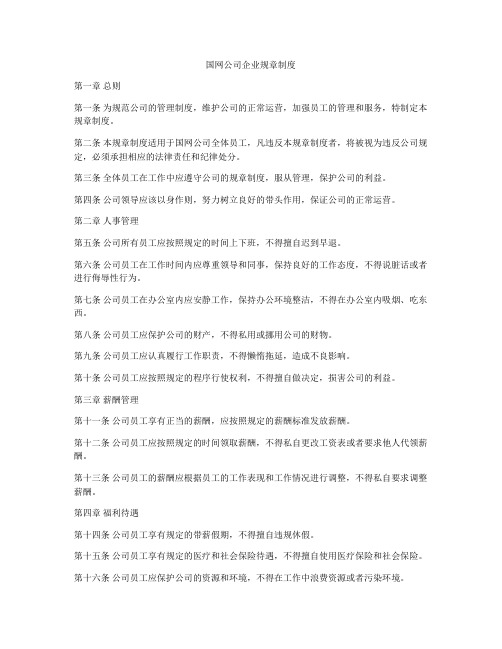 国网公司企业规章制度