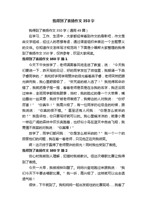 我得到了表扬作文350字