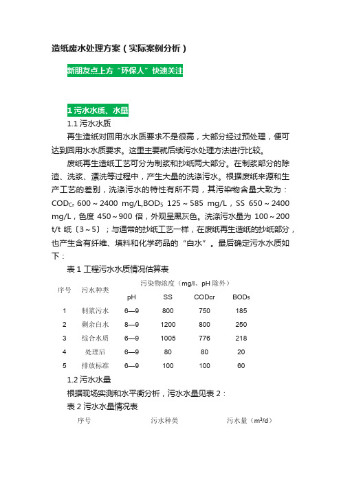 造纸废水处理方案（实际案例分析）