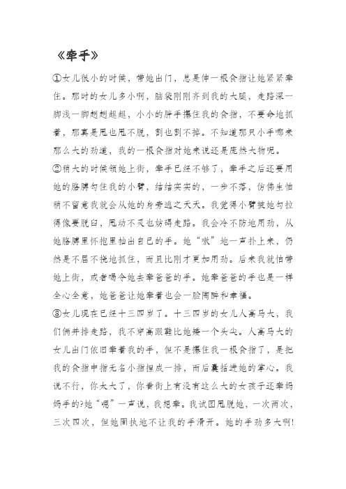 小升初语文阅读理解含答案——牵手