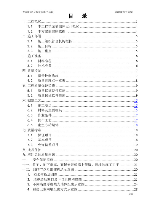 砖砌体工程施工方案